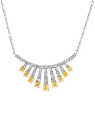 Le Vian - Sunny Yellow Diamond (1-7/8 ct. t.w.) & Vanilla Diamond (1 ct. t.w.) Adjustable Statement Necklace in Platinum & 14k Gold
