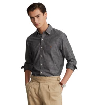 폴로 랄프로렌 Polo Ralph Lauren Mens Classic-Fit Chambray Shirt,Light Grey