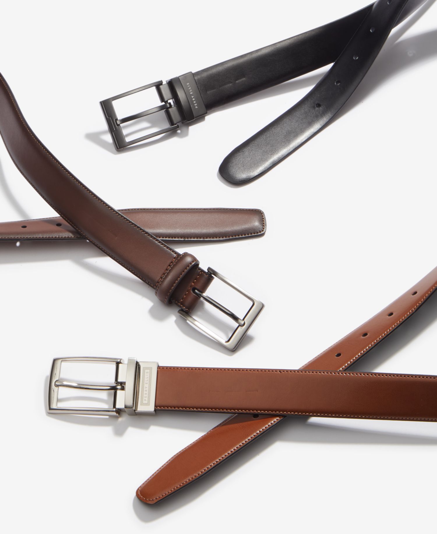 Perry Ellis Men's Leather Dress Belts Collection
