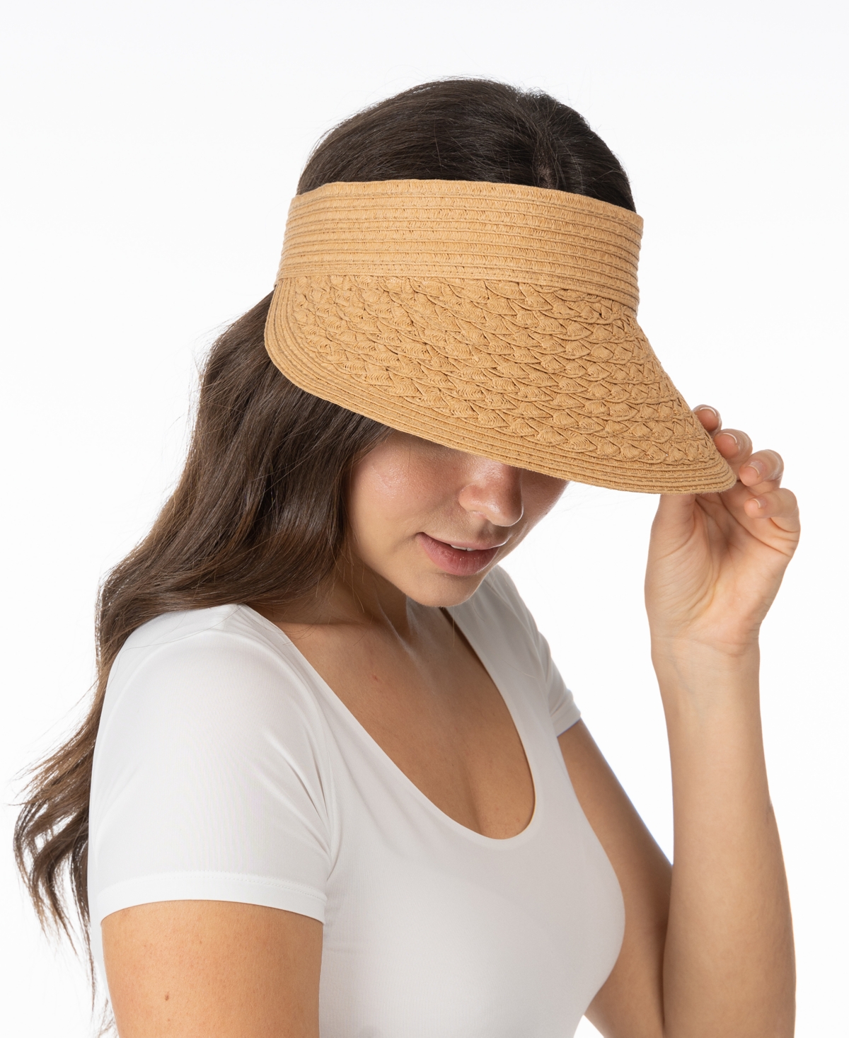 Inc International Concepts Oversized Textured Straw Visor, Created For Macy's In Natural