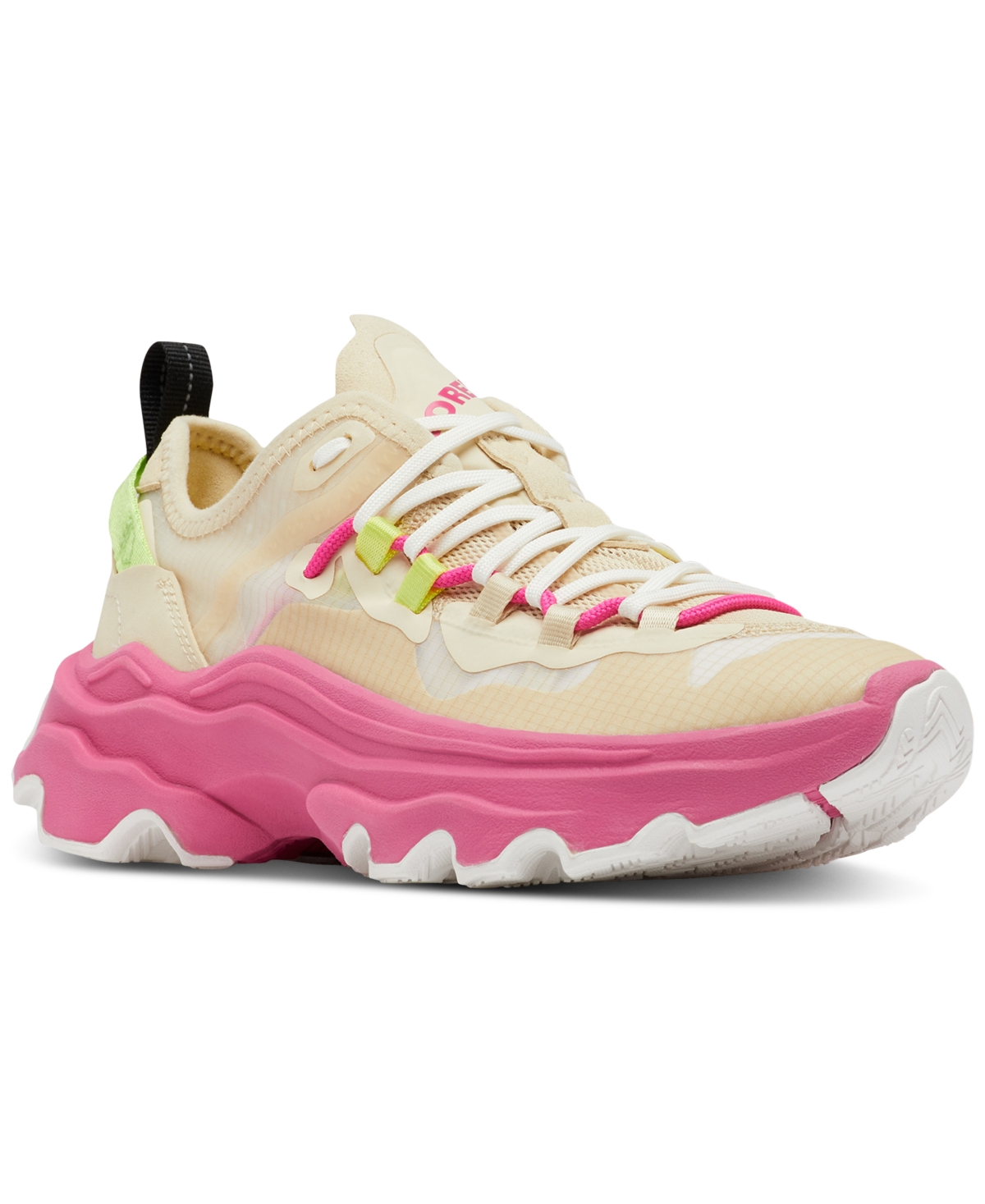 Sorel Kinetic Breakthru Tech Colorblock Sneakers In Bleached Ceramic/fuchsia Fizz