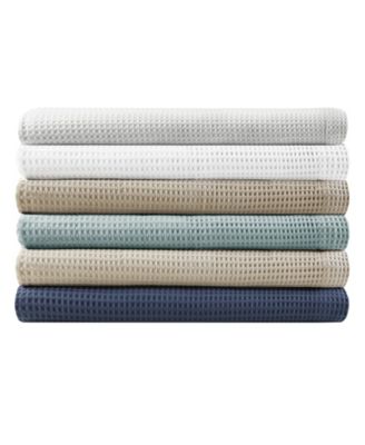 Madison Park Waffle Weave Cotton Blanket In Brown