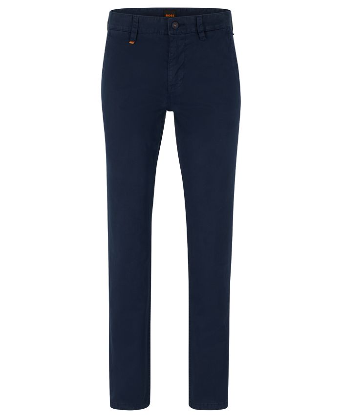 Hugo Boss Men's Slim-Fit Printed Stretch-Cotton Twill Trousers - Macy's