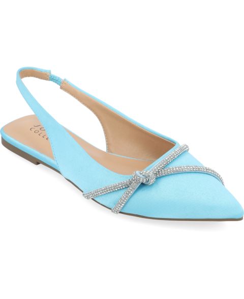 Женские балетки Journee Collection Rebbel Rhinestone Knot Slingback Flats, цвет: Синий