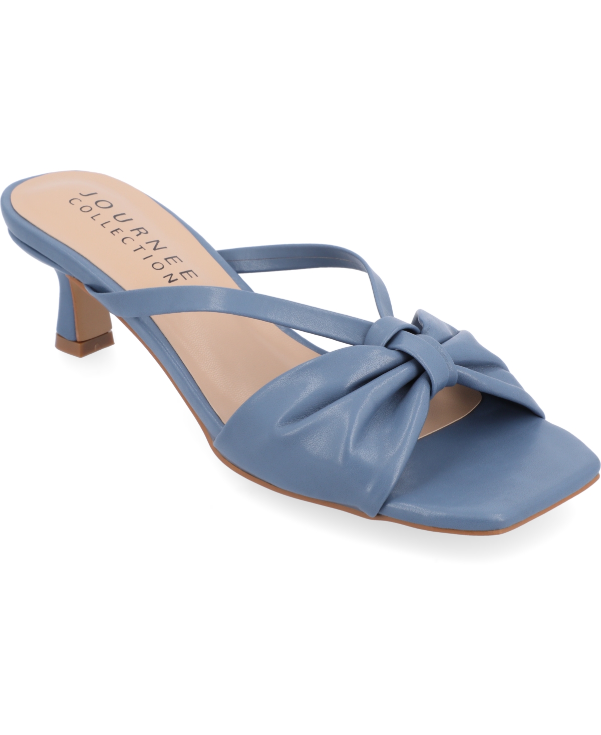 Shop Journee Collection Women's Starling Kitten Heel Slip On Sandals In Blue