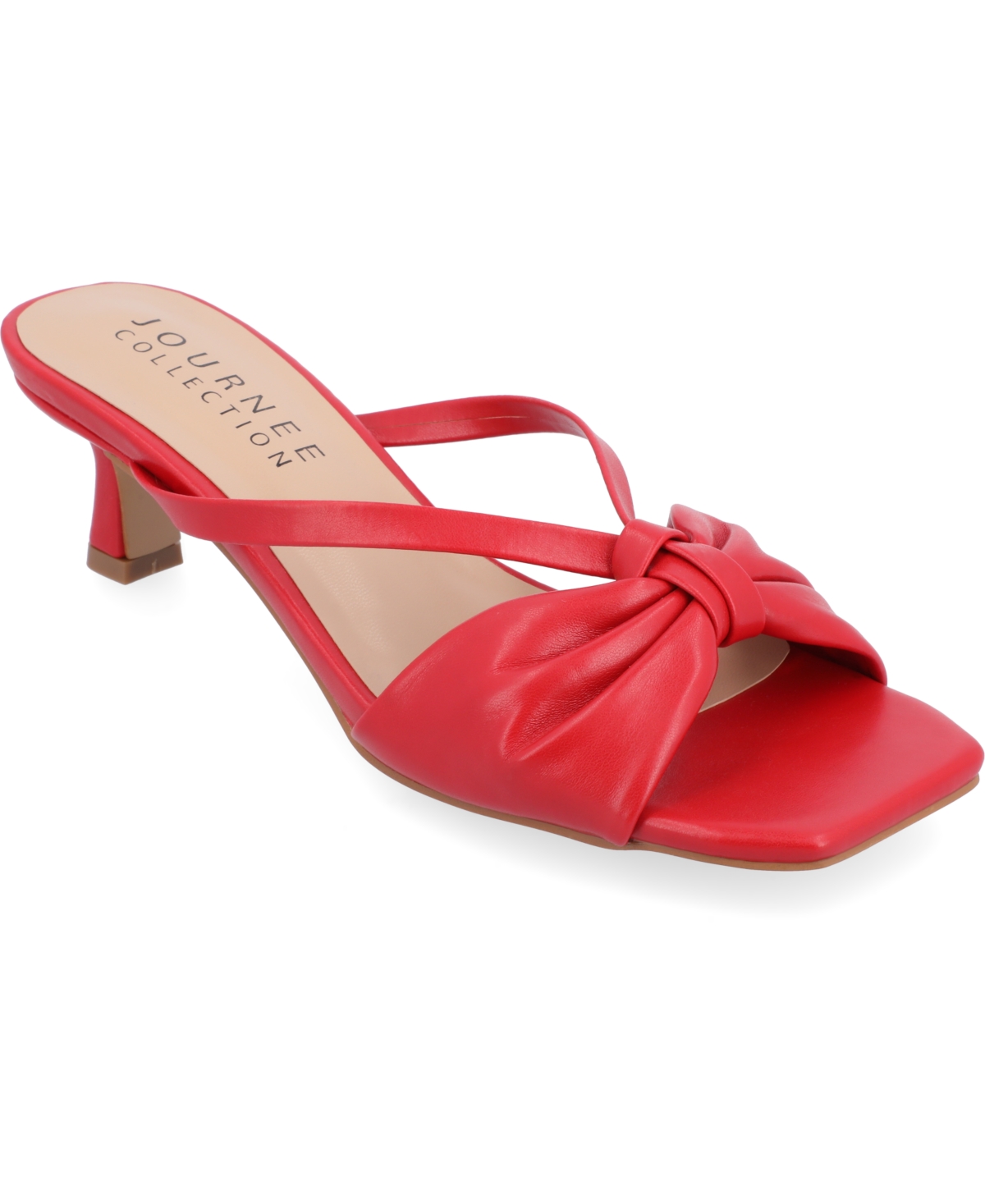 Shop Journee Collection Women's Starling Kitten Heel Slip On Sandals In Red