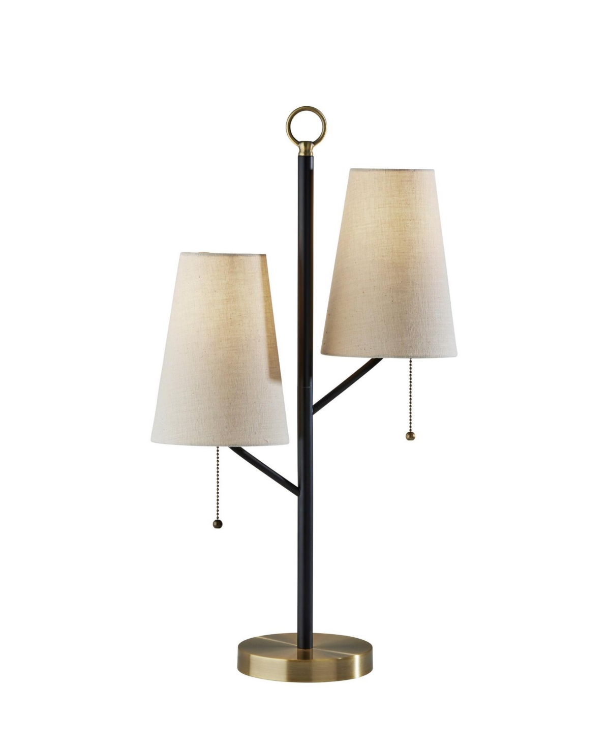 Adesso Daniel Table Lamp In Black With Antique-like Brass Accents