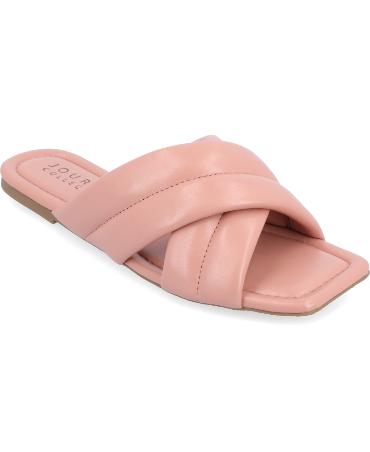 Shop Journee Collection Women's Divyah Crisscross Puff Flat Sandals In Mauve