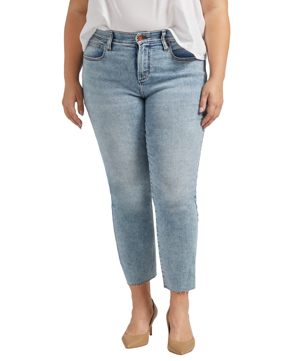 Jag Plus Size Ruby Mid Rise Straight Cropped Jeans In Nomadic Blue