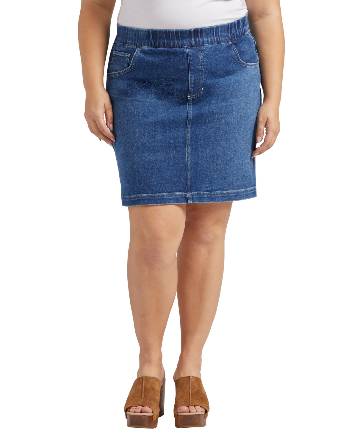 Jag Plus Size On The Go Mid Rise Skort In Vista Blue