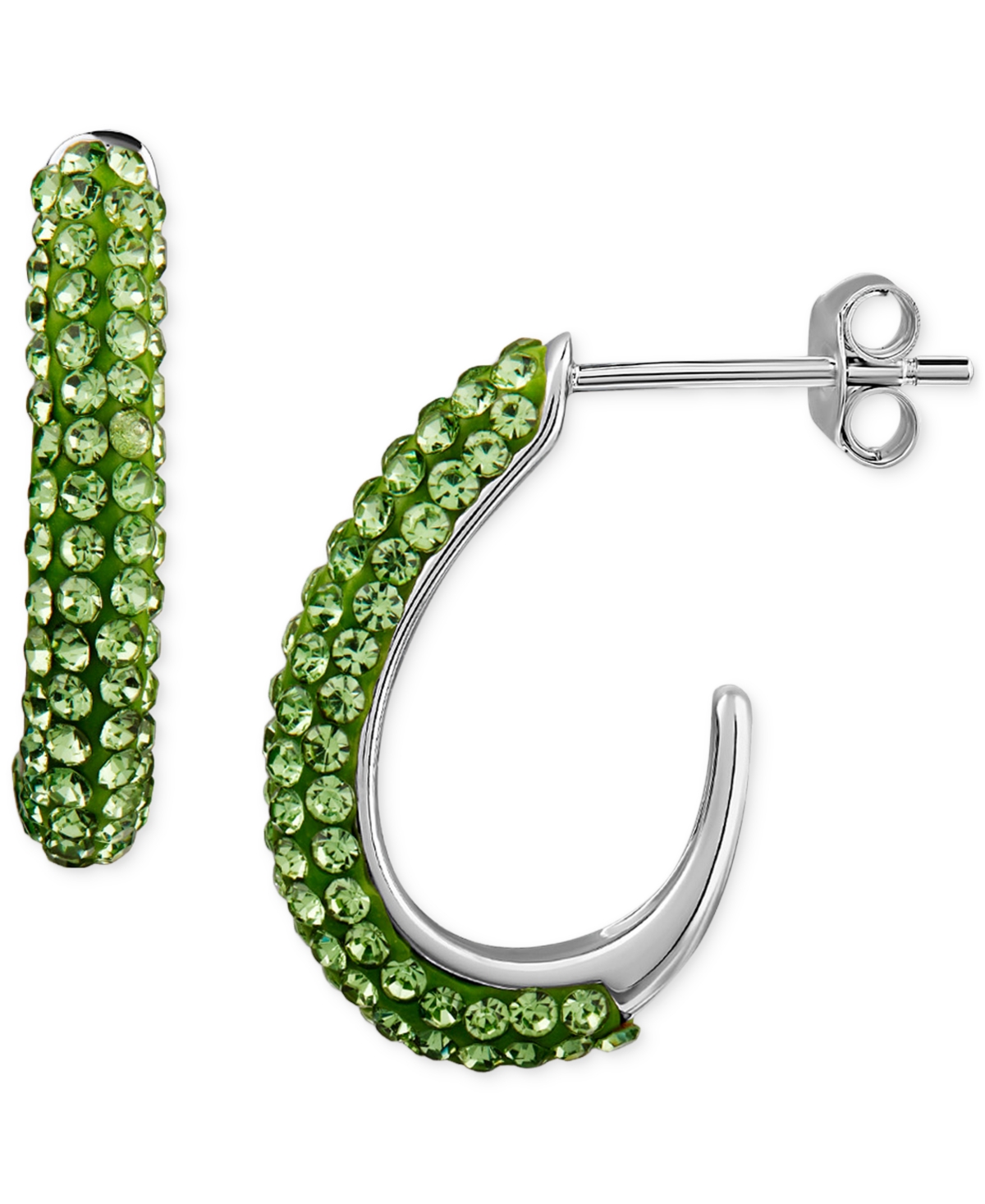 Giani Bernini Lavender Crystal Pave J-hoop Earrings In Sterling Silver, Created For Macy's In Green