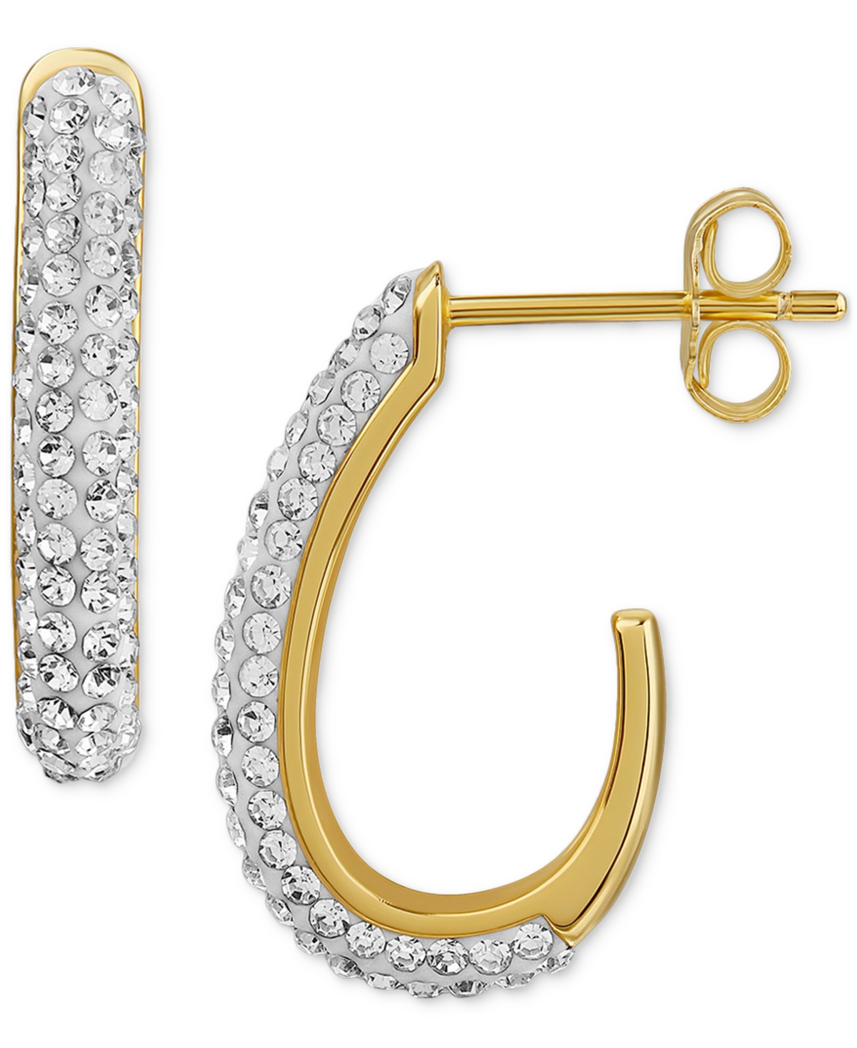 Giani Bernini Lavender Crystal Pave J-hoop Earrings In Sterling Silver, Created For Macy's In Gold