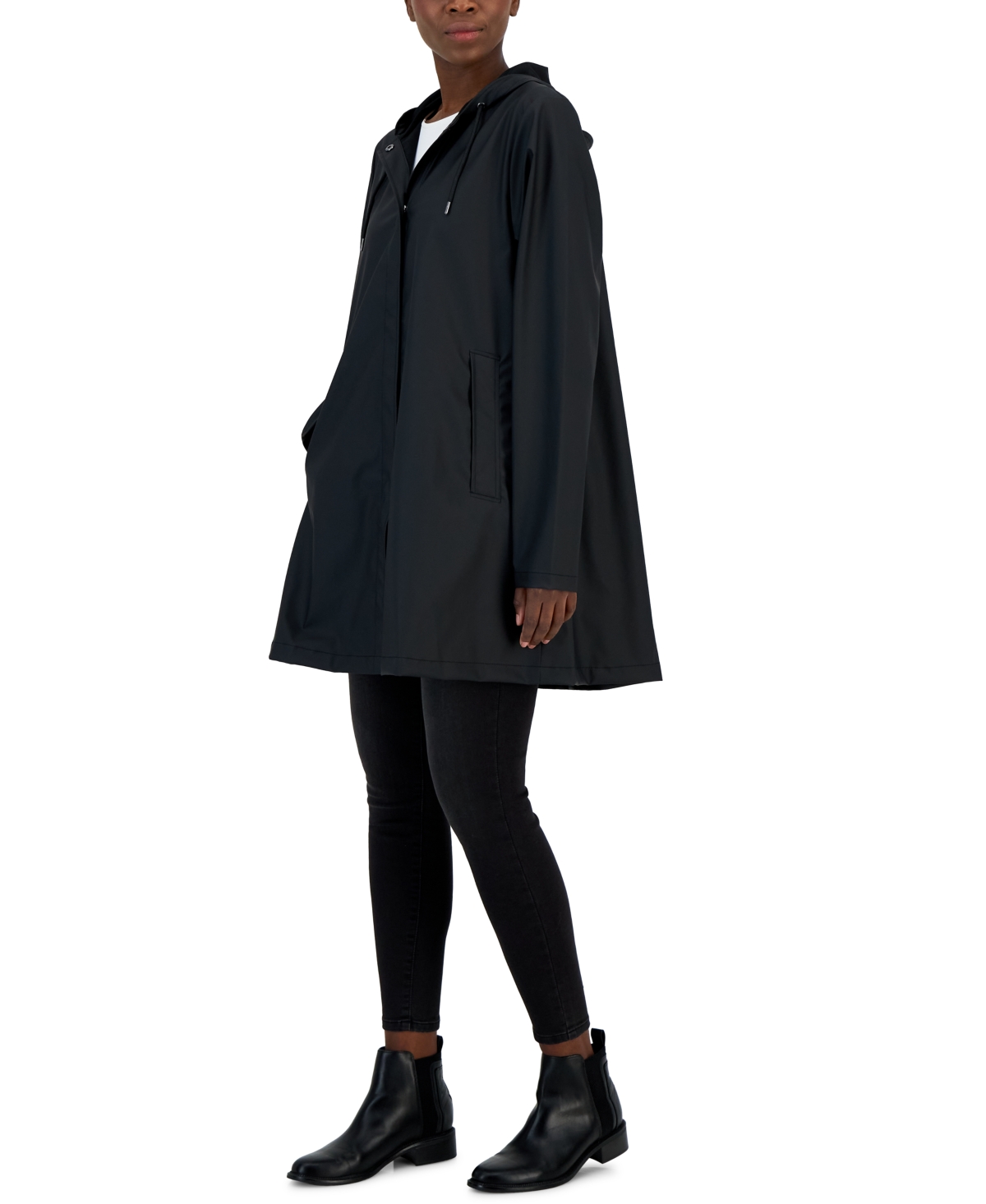 Shop Rains Women's Hooded A-line Rain Jacket In Black