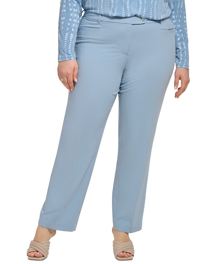 Calvin Klein Plus Size Lux Modern-Fit Straight-Leg Pants & Reviews - Pants  & Capris - Women - Macy's