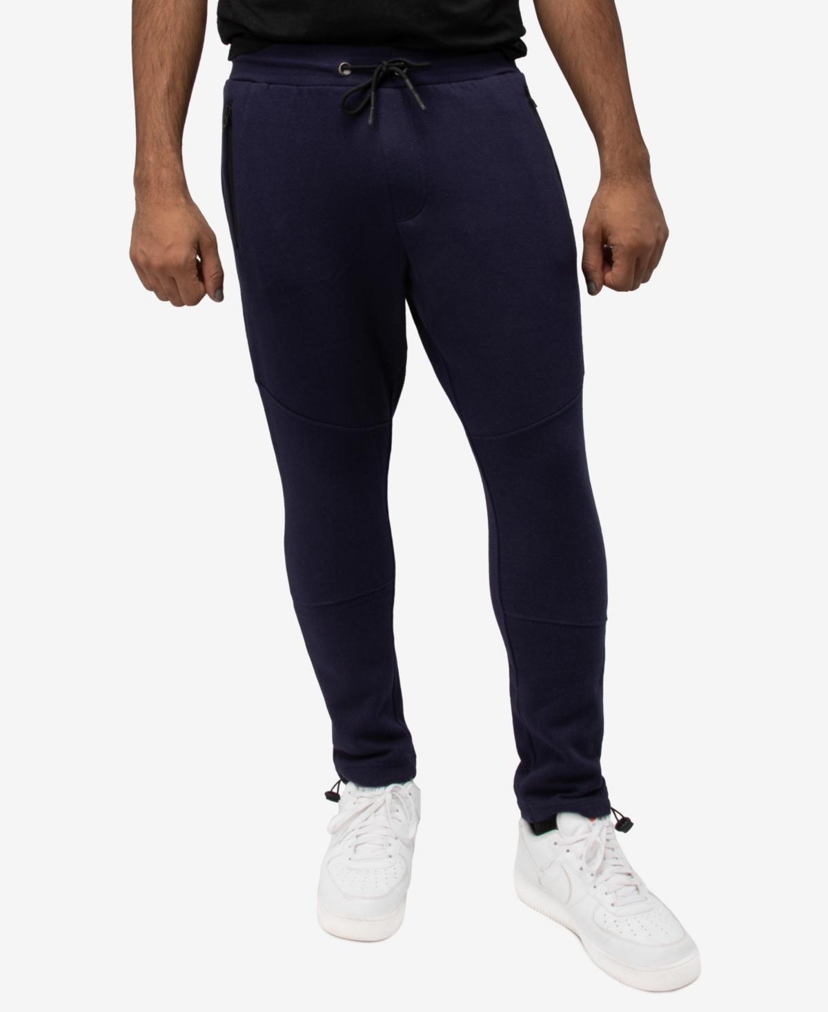 X-ray Men's Fleece Adjustable Ankle Drawstring Joggers Pants In Navy