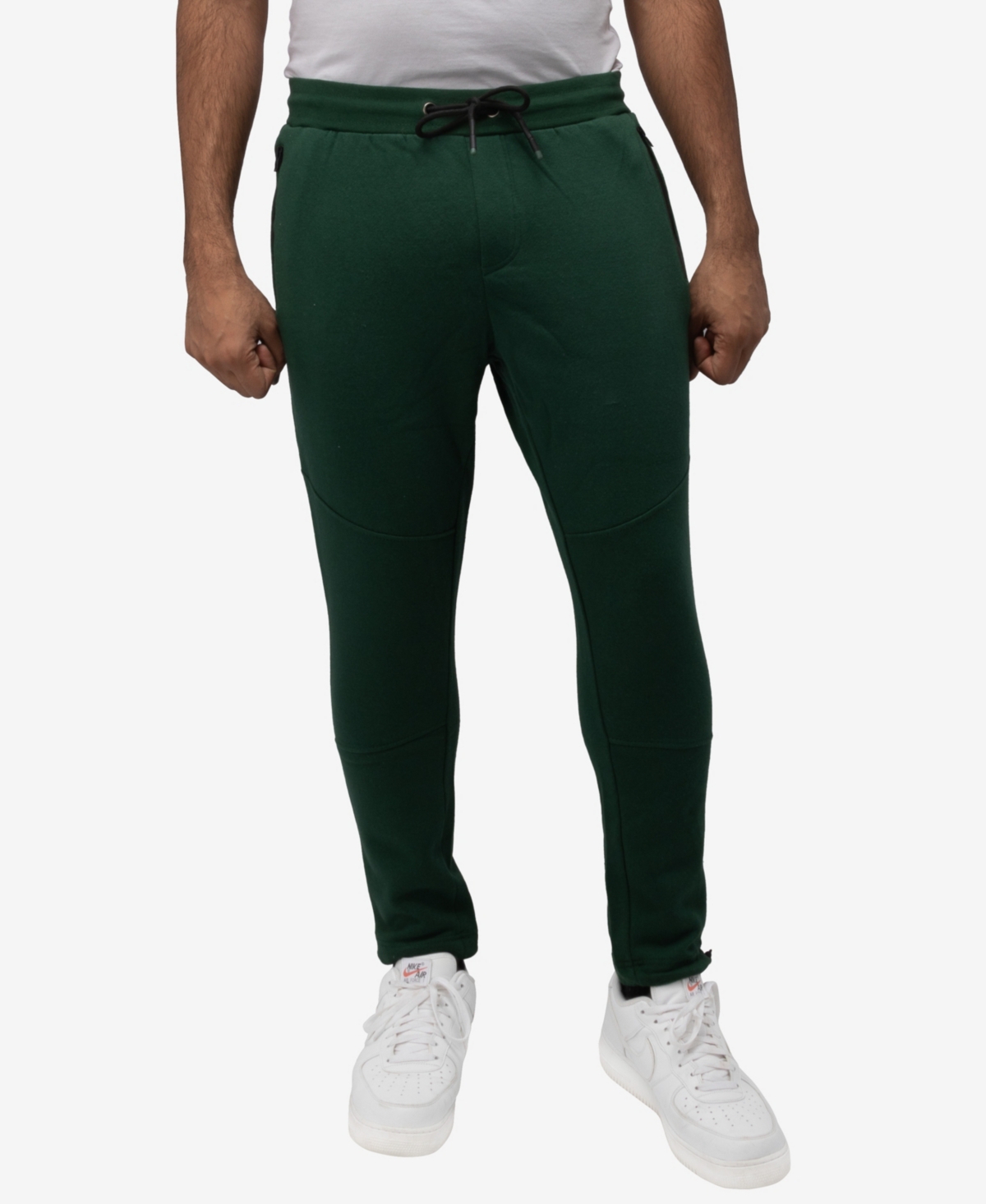X-ray Men's Fleece Adjustable Ankle Drawstring Joggers Pants In Forest Green