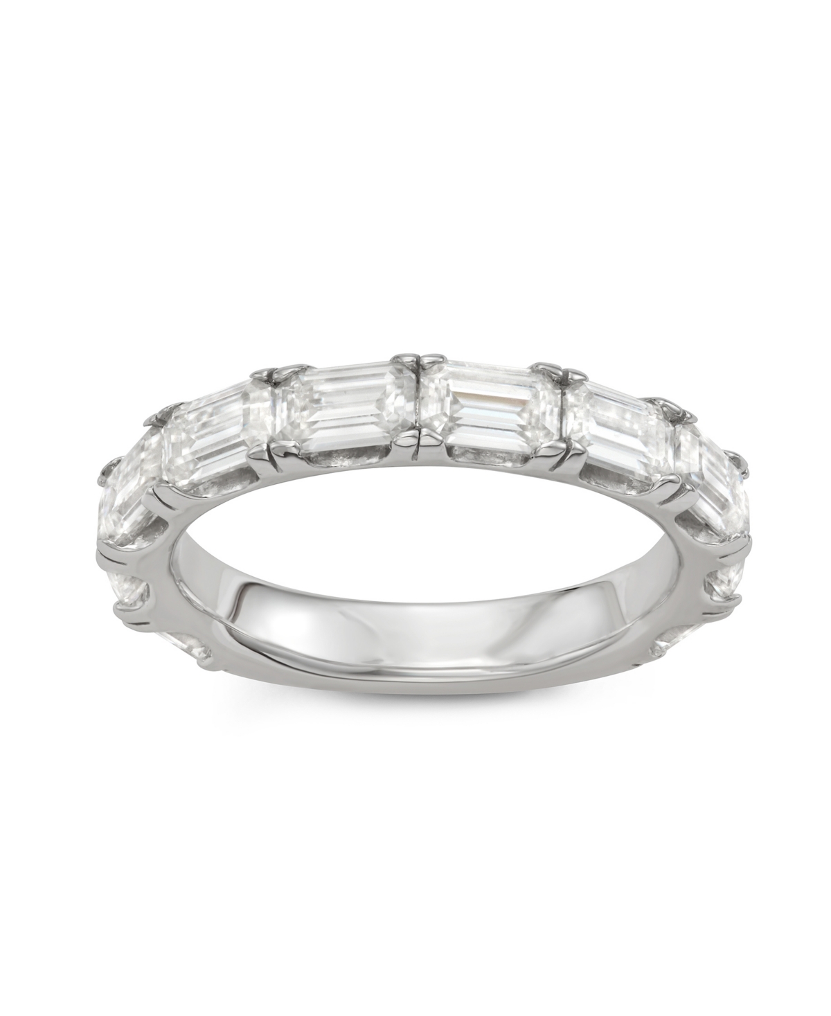 Charles & Colvard Moissanite Emerald Cut Wedding Band (2 3/4 Ct. T.w. Diamond Equivalent) In Sterling Silver