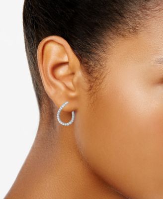 Crystal Stone Pear Shape Post Hoop Earrings