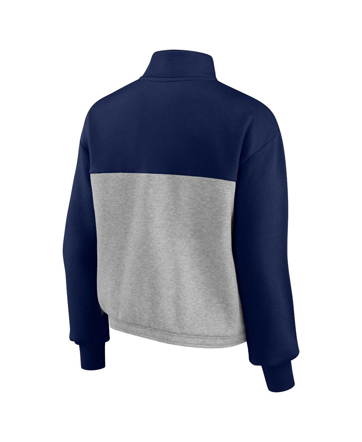 Fanatics Women's  Navy, Heathered Gray Notre Dame Fighting Irish Sideline To Sideline Colorblock Quar In Navy,heathered Gray