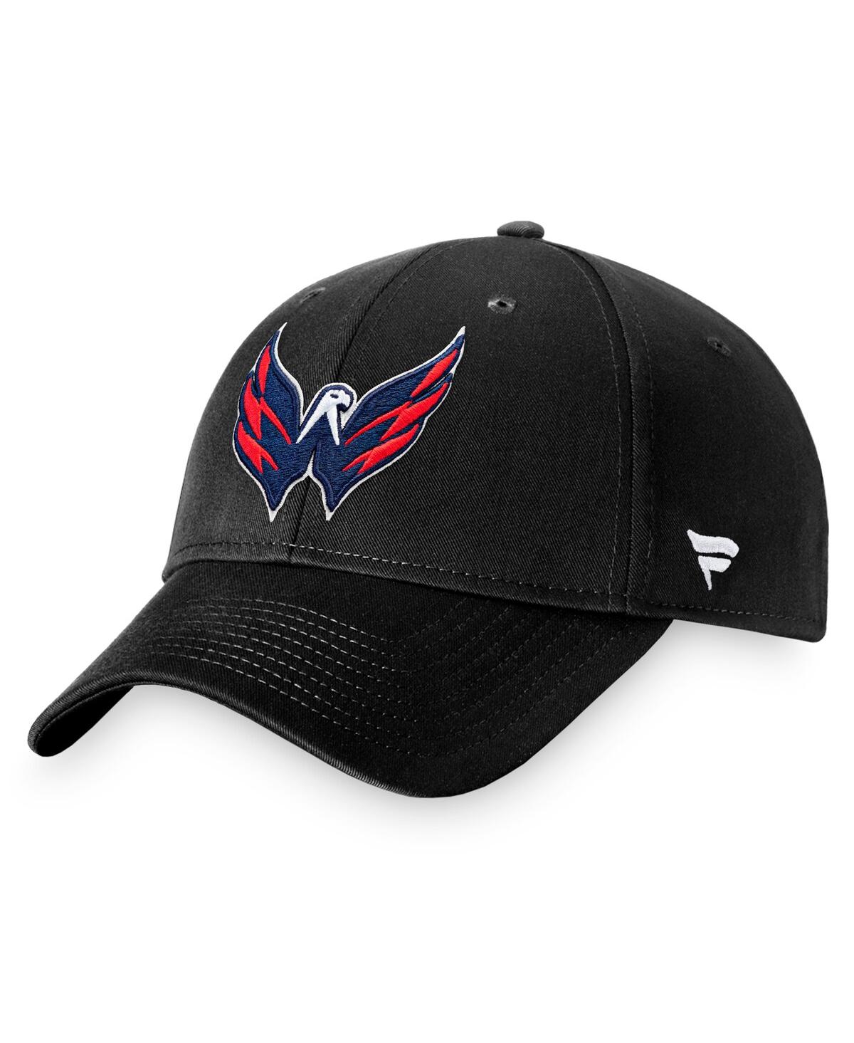 Fanatics Men's Black Washington Capitals Core Primary Logo Adjustable Hat In Black