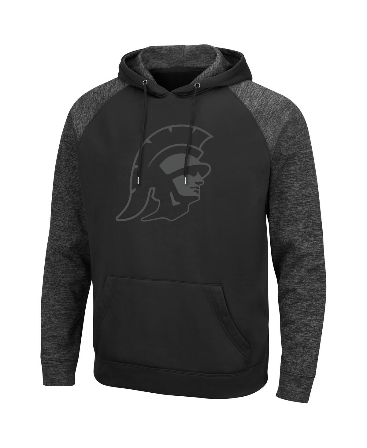 Colosseum Usc Trojans Blackout 3.0 Tonal Pullover Hoodie In Black