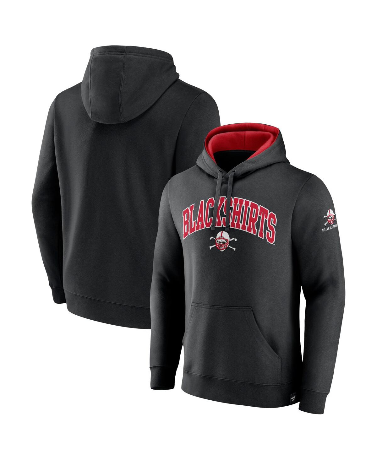Men's FanaticsNebraska Huskers Arch and Logo Tackle Twill Pullover Hoodie - Black