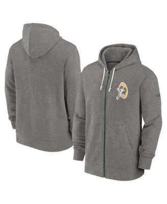 Men's Heather Charcoal Green Bay Packers Historic Lifestyle Full-Zip Hoodie