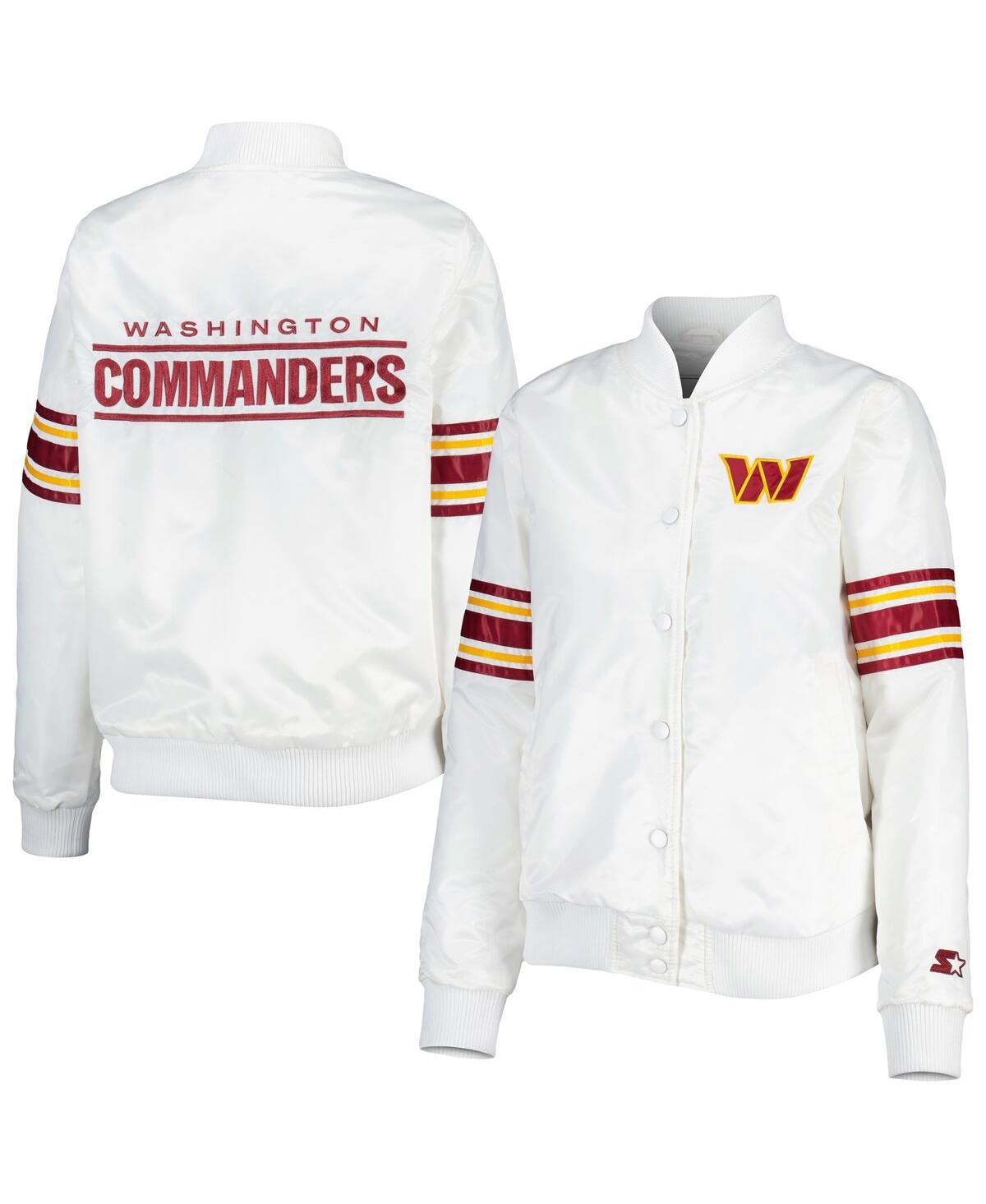 Starter Women's  White Washington Commanders Line Up Satin Full-snap Varsity Jacket