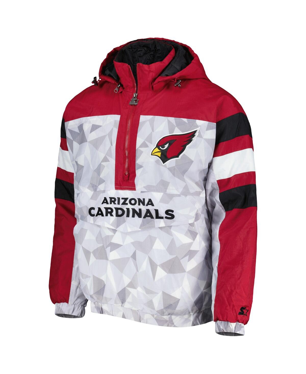 Starter Men's  White, Cardinal Arizona Cardinals Thursday Night Gridiron Raglan Half-zip Hooded Jacke In White,cardinal