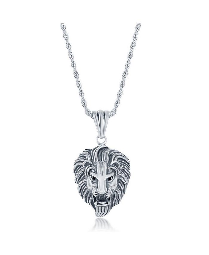 Blackjack Mens Stainless Steel Oxidized Lion Necklace Macy's
