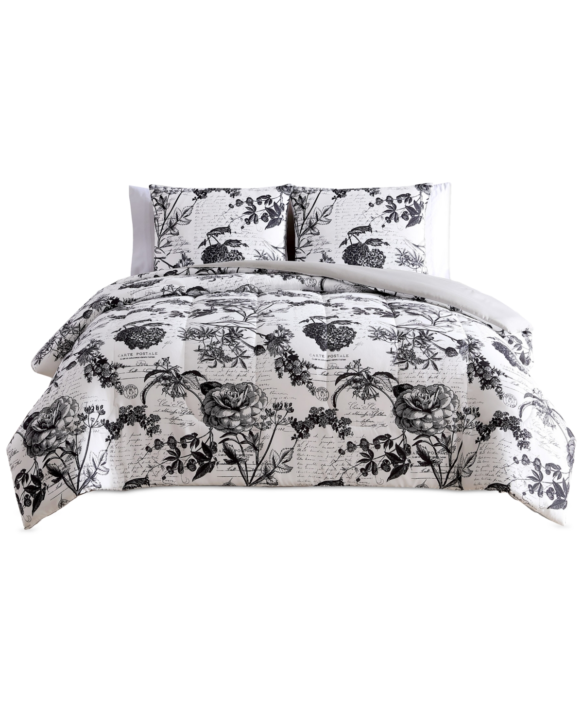 Hallmart Collectibles Painted Script 3 Piece Reversible Comforter Sets, Exclusively at Macy's