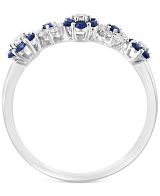 Sapphire (3/8 ct. t.w.) & Diamond (1/5 ct. t.w.) Flower Ring in 14k White Gold