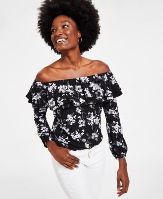 Michael Kors - Women's Botanical-Print Off-the-Shoulder Top