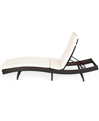 Patio Rattan Folding Lounge Chair Chaise Adjustable