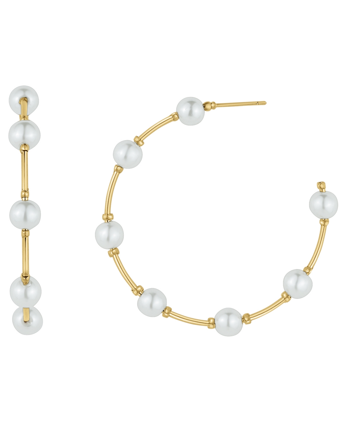 And Now This Imitation Pearl 18k Gold-plated C Hoop Earring