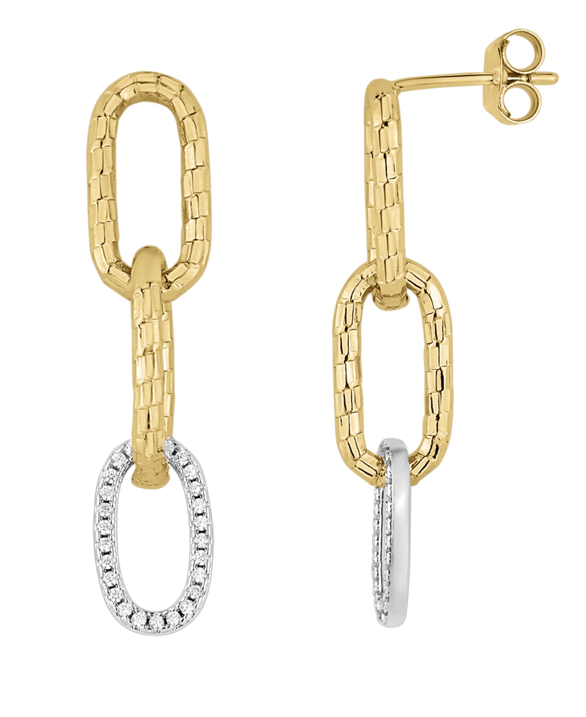 And Now This Cubic Zirconia Two-tone Drop Post Earring In Silver And Gold