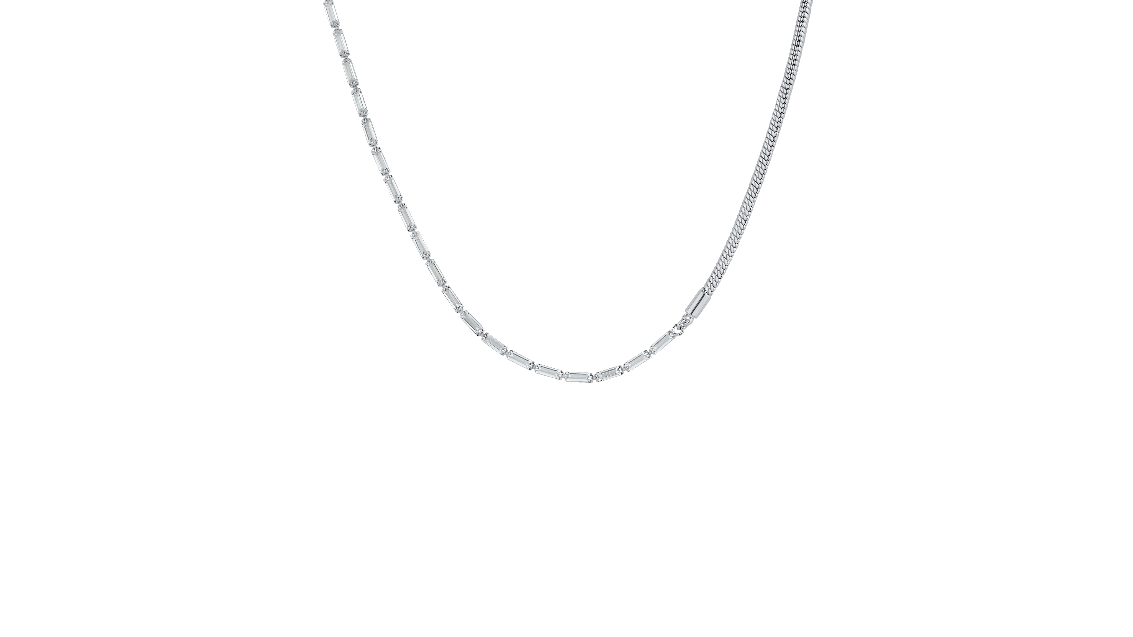 And Now This Cubic Zirconia Fine Silver-Plated Snake Chain Necklace