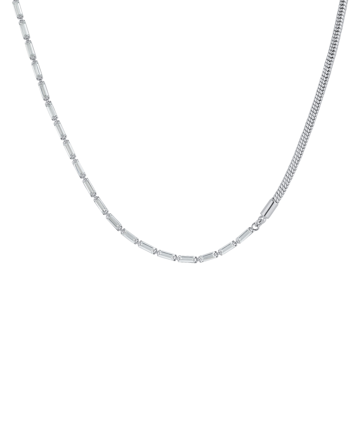Cubic Zirconia Fine Silver-Plated Snake Chain Necklace - Silver