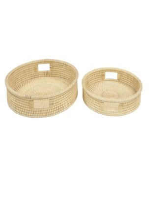 Light Rattan Tray with Slot Handles, Set of 2, 20", 16" W