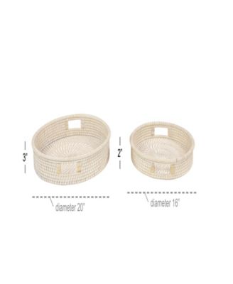 Light Rattan Tray with Slot Handles, Set of 2, 20", 16" W