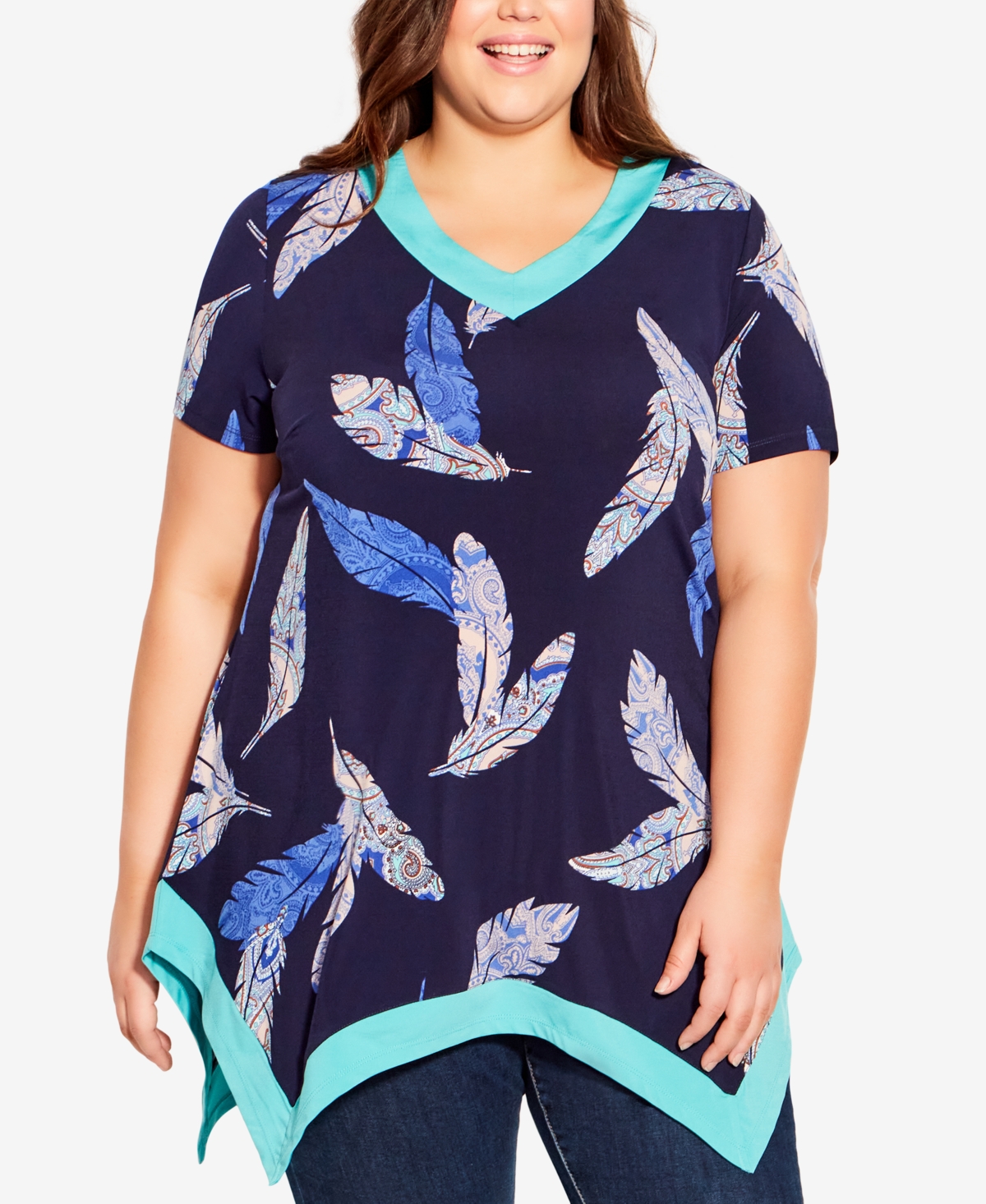 Avenue Plus Size Coleen Print Tunic In Feathered Paisley