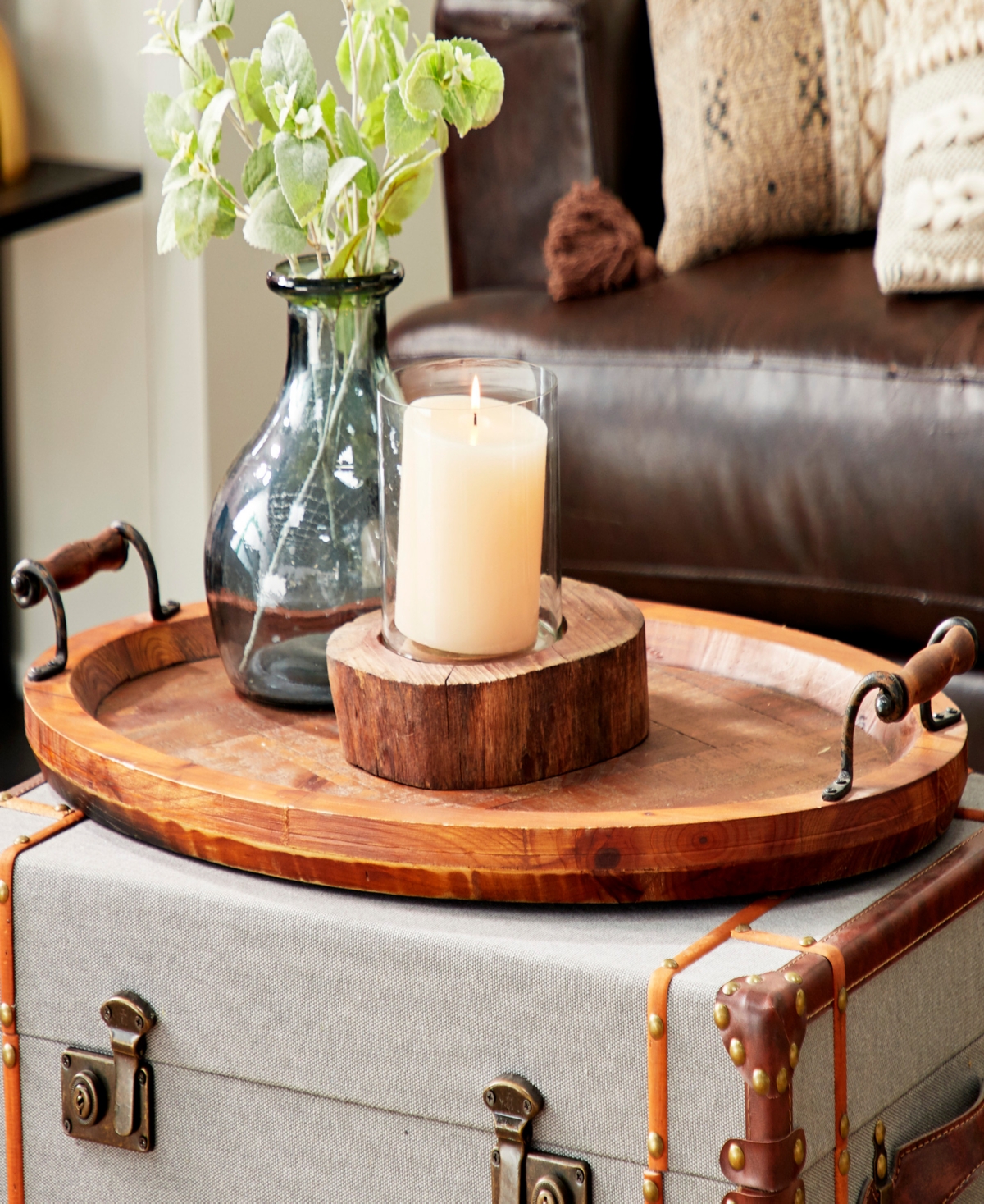 Rosemary Lane Wood Tray with Metal Handles, 29