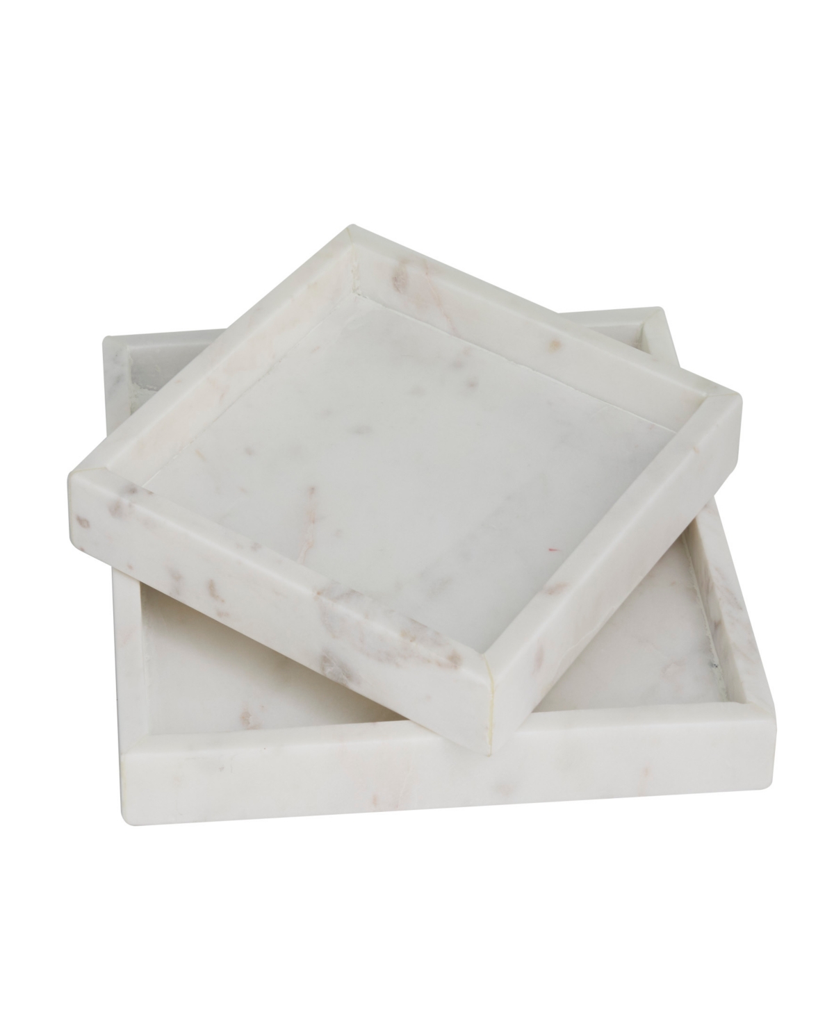 Rosemary Lane Marble Tray with Raised Border, Set of 2, 10
