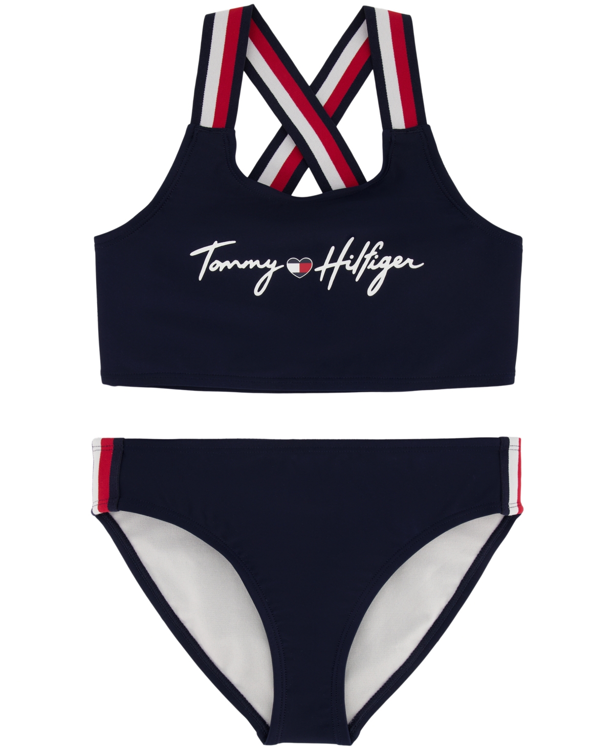 Shining sengetøj fad Tommy Hilfiger Big Girls Signature Stripe Detailed Bikini, 2 Piece Set In  Navy Blazer | ModeSens