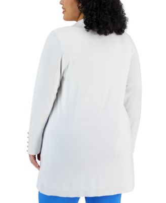 Plus Size Open-Front Long-Sleeve Cardigan