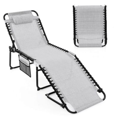 Costway Folding Beach Lounge Chair Heightening Design Patio Lounger ...