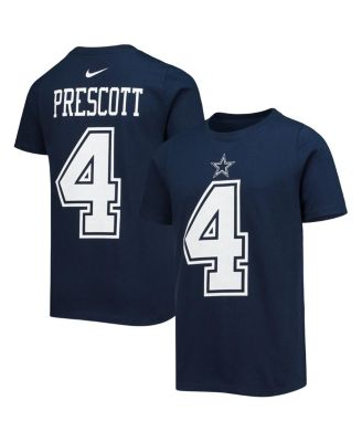 Youth Boys and Girls Dak Prescott Navy Dallas Cowboys Team Player Name and Number T-shirt