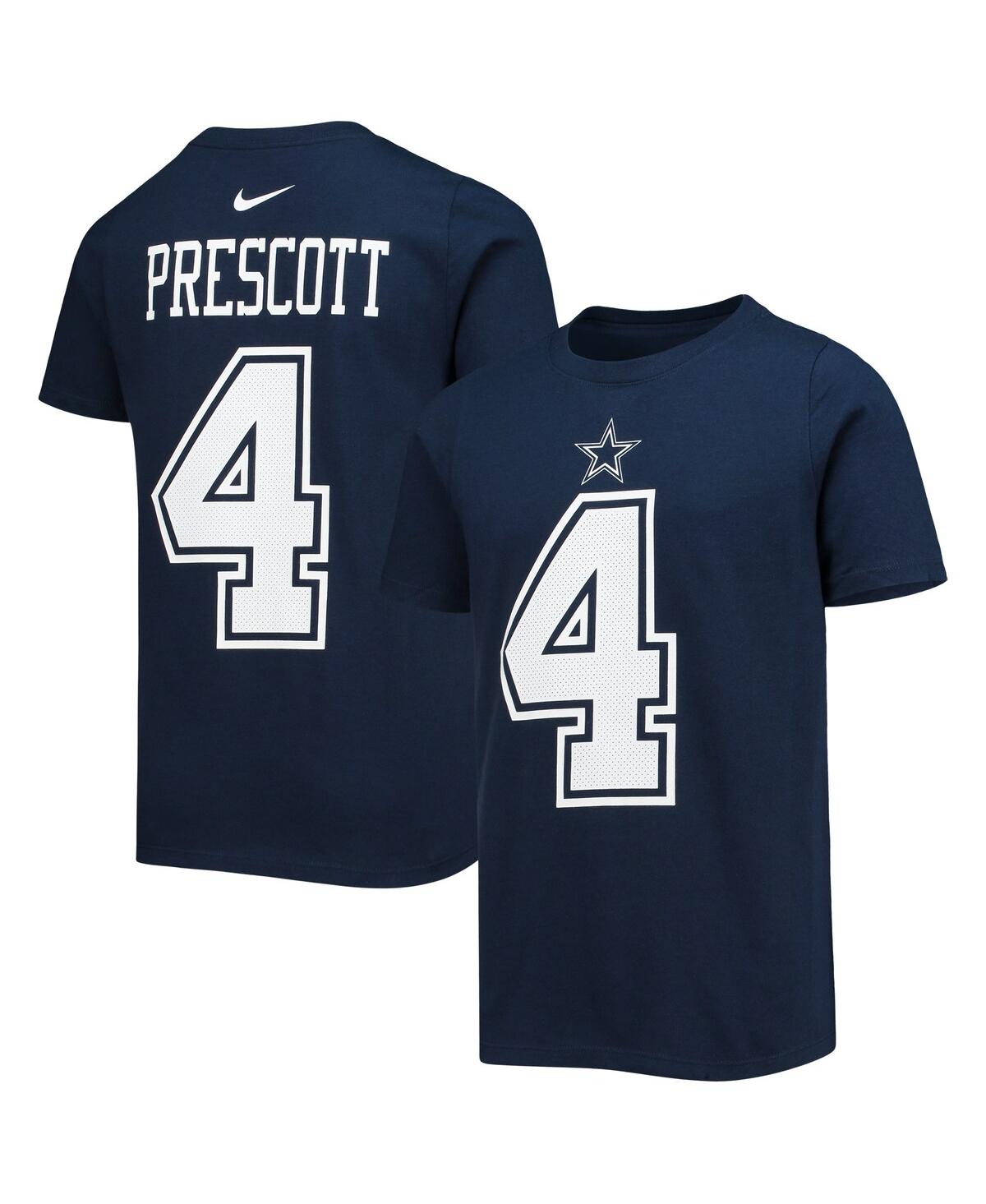 Youth Boys and Girls Nike Dak PrescottDallas Cowboys Team Player Name and Number T-shirt - Navy
