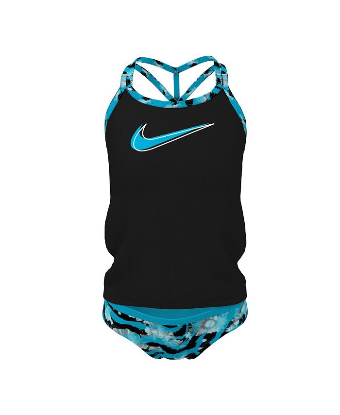 Nike Girls Watercolor T-Crossback Tankini Top and Bottom, 2 Piece Set - Macy's