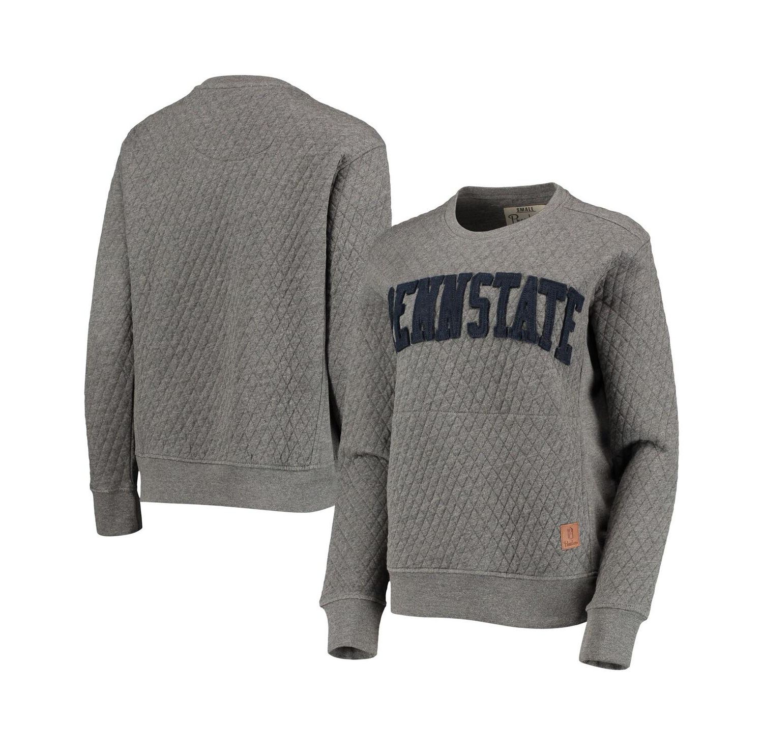 Women's Heather Charcoal Penn State Nittany Lions Moose Quilted Pullover Sweatshirt